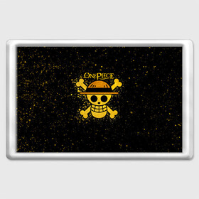 Магнит 45*70 с принтом Веселый Роджер пиратов Соломенной Шляпы в Ижевске, Пластик | Размер: 78*52 мм; Размер печати: 70*45 | Тематика изображения на принте: anime | manga | one piece | аниме | большой куш | ван пис | весёлый роджер | вон пис | король пиратов | логотип | манга | монки д. луффи | мугивары | перекрещённый костями | пират | пиратский флаг