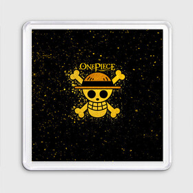 Магнит 55*55 с принтом Веселый Роджер пиратов Соломенной Шляпы в Ижевске, Пластик | Размер: 65*65 мм; Размер печати: 55*55 мм | Тематика изображения на принте: anime | manga | one piece | аниме | большой куш | ван пис | весёлый роджер | вон пис | король пиратов | логотип | манга | монки д. луффи | мугивары | перекрещённый костями | пират | пиратский флаг