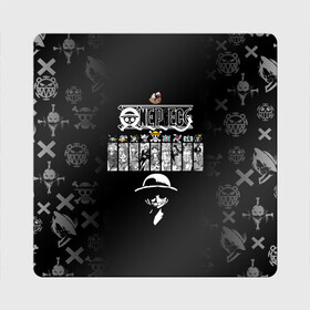 Магнит виниловый Квадрат с принтом Пираты Соломенной Шляпы One Piece в Ижевске, полимерный материал с магнитным слоем | размер 9*9 см, закругленные углы | Тематика изображения на принте: anime | manga | one piece | аниме | большой куш | ван пис | весёлый роджер | вон пис | король пиратов | логотип | манга | монки д. луффи | мугивары | перекрещённый костями | пират | пиратский флаг