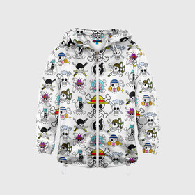 Детская ветровка 3D с принтом Веселые Роджеры пиратов Соломенной Шляпы в Ижевске, 100% полиэстер | подол и капюшон оформлены резинкой с фиксаторами, по бокам два кармана без застежек, один потайной карман на груди | Тематика изображения на принте: anime | manga | monkey d. luffy | one piece | аниме | большой куш | ван пис | вон пис | гол д. роджер | кайдо | король пиратов | луфи | луффи | манга | манки д. луффи | нами | нико робин | пират | портгас д. эйс | ророноа зоро