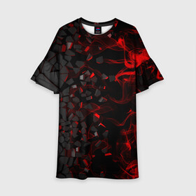 Детское платье 3D с принтом 3Д Разлом | 3D Плиты и огонь в Ижевске, 100% полиэстер | прямой силуэт, чуть расширенный к низу. Круглая горловина, на рукавах — воланы | Тематика изображения на принте: 3d | 3д | flame | flames | howl | neon | pattern | steel | броня | взрыв | вода | вулкан | геометрия | дым | каменная | камни | камуфляж | красный | многоугольники | неон | неоновые | огонь | паттерн | пламя | плиты | разлом
