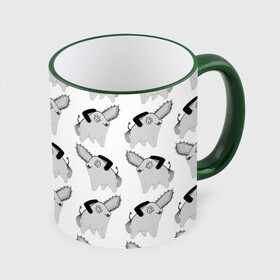 Кружка с полной запечаткой с принтом Почитта в стиле manga в Ижевске, керамика | ёмкость 330 мл | Тематика изображения на принте: manga | граффити | рисунок | собака | человек бензопила