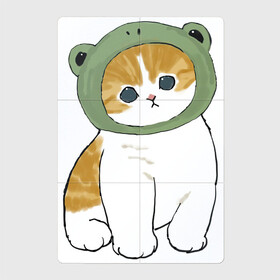 Магнитный плакат 2Х3 с принтом Котолягушонок в Ижевске, Полимерный материал с магнитным слоем | 6 деталей размером 9*9 см | Тематика изображения на принте: арт | кот | котёнок | кошка | лягушёнок | лягушка | маска | милая кошка | милый кот | милый котёнок | пончик | рисунок | шапка | шапочка | шапочка лягушки