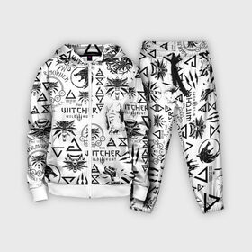 Детский костюм 3D с принтом THE WITCHER LOGOBOMBING ЧЁРНО БЕЛЫЙ | ВЕДЬМАК ПАТТЕРН в Ижевске,  |  | Тематика изображения на принте: geralt | the witcher | the witcher wild hunt | witcher | wolf | аард | аксий | белый волк | ведьмак | ведьмак 3 | волк | геральт | игни | ирден | йенифер | каер морхен | квен | охотник | трисс | цири | школа волка