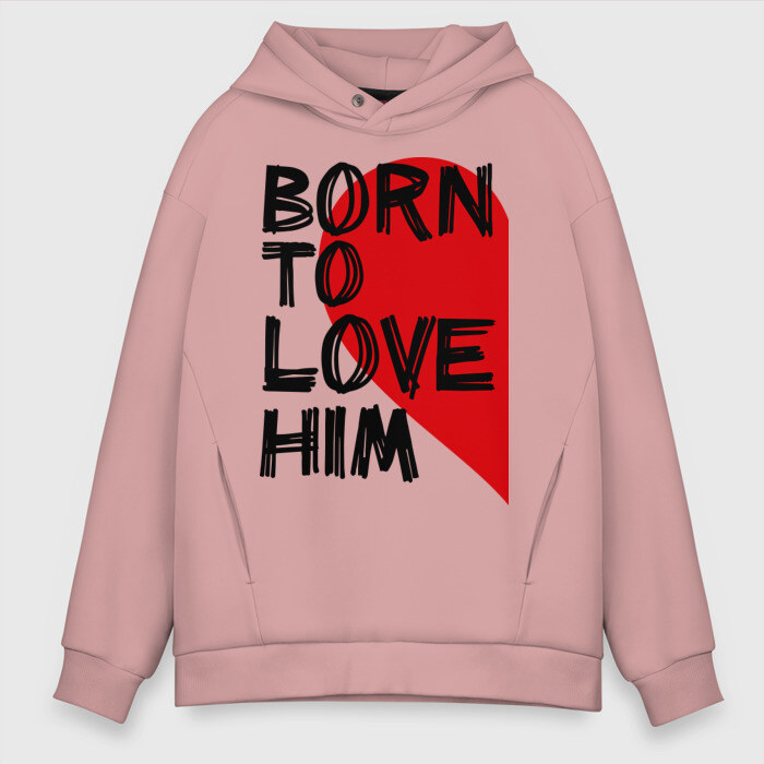 Мужское худи Oversize хлопок Born to love him фото