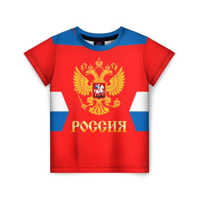 Детская футболка 3D Сборная России Домашняя форма фото