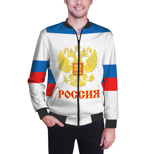 Мужской бомбер 3D Сборная России гостевая форма фото