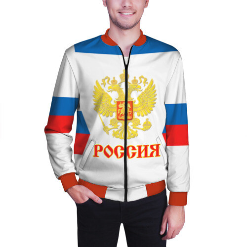 Мужской бомбер 3D Сборная России гостевая форма фото