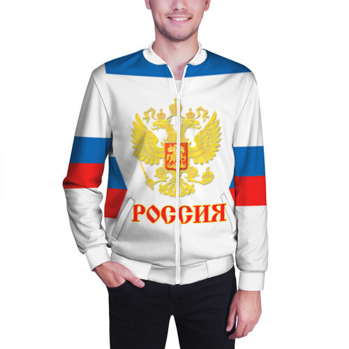 Мужской бомбер 3D Сборная России гостевая форма фото
