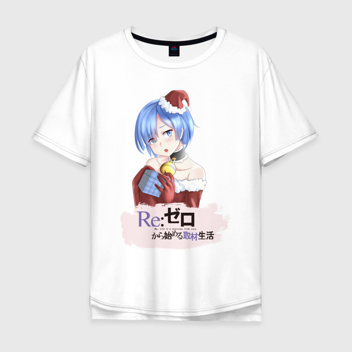 Мужская футболка хлопок Oversize Re:Zero Новогодний фото