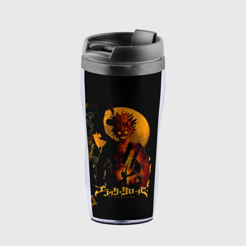 Термокружка-непроливайка Чёрный клевер Аста желтая луна фото