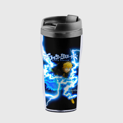 Термокружка-непроливайка Чёрный клевер удар молнии фото